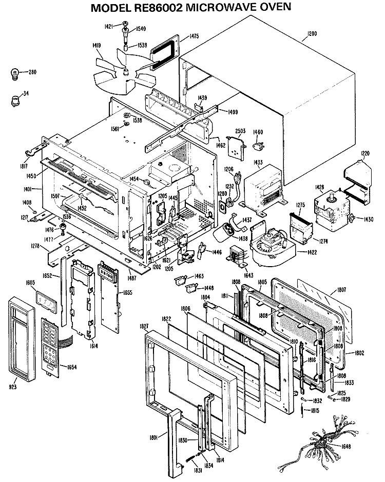 MICROWAVE OVEN Diagram and Parts List for RE86002  Hotpoint Microwave