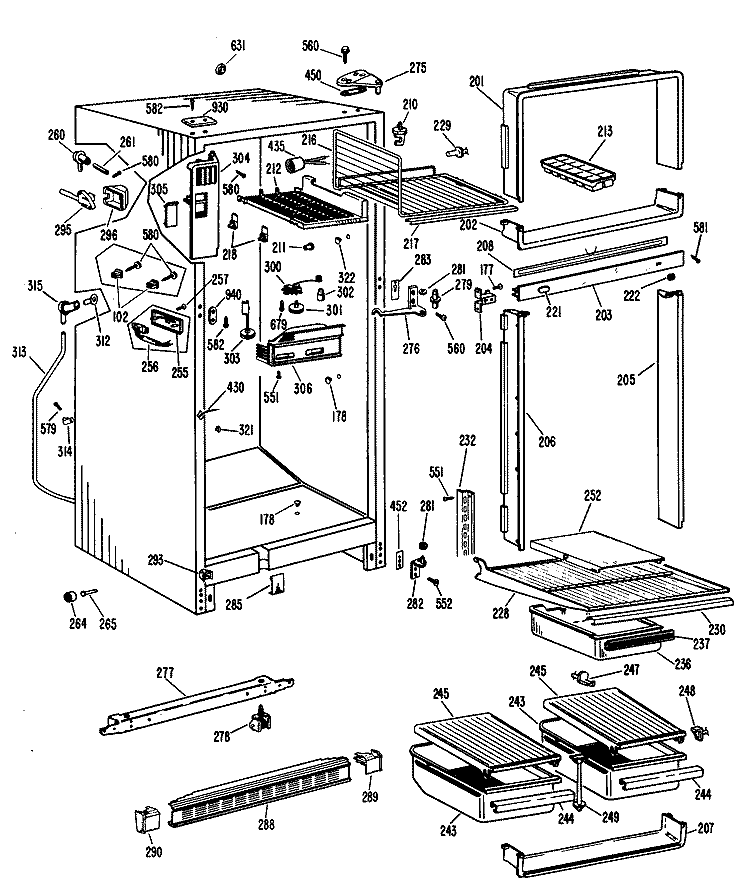 Section Diagram and Parts List for CTF14EGC  Hotpoint Refrigerator