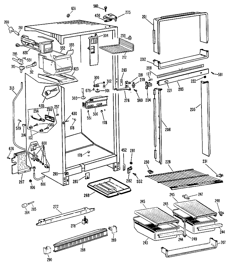 Section Diagram and Parts List for CTF16AGCL  Hotpoint Refrigerator