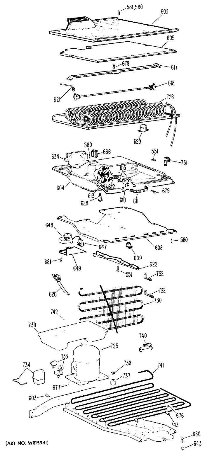 Section Diagram and Parts List for CTF16AGCL  Hotpoint Refrigerator