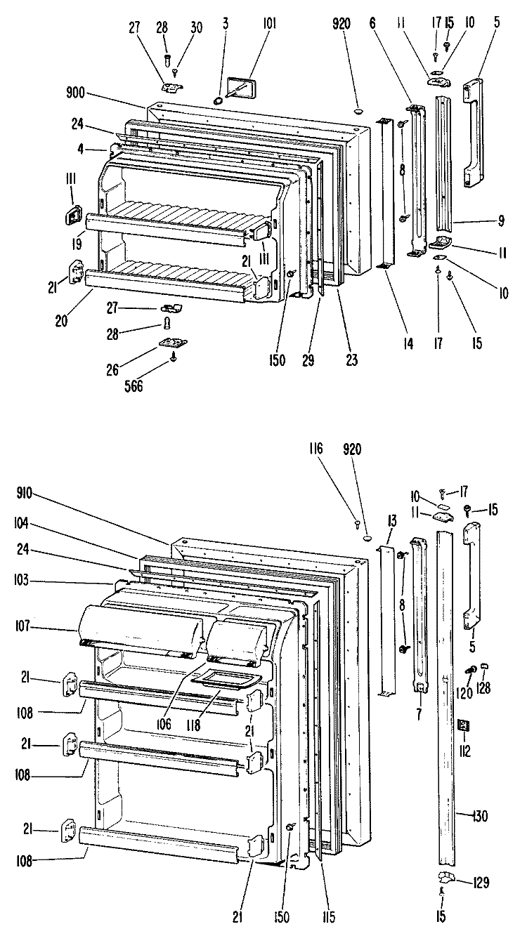 Section Diagram and Parts List for CTF16GGC  Hotpoint Refrigerator