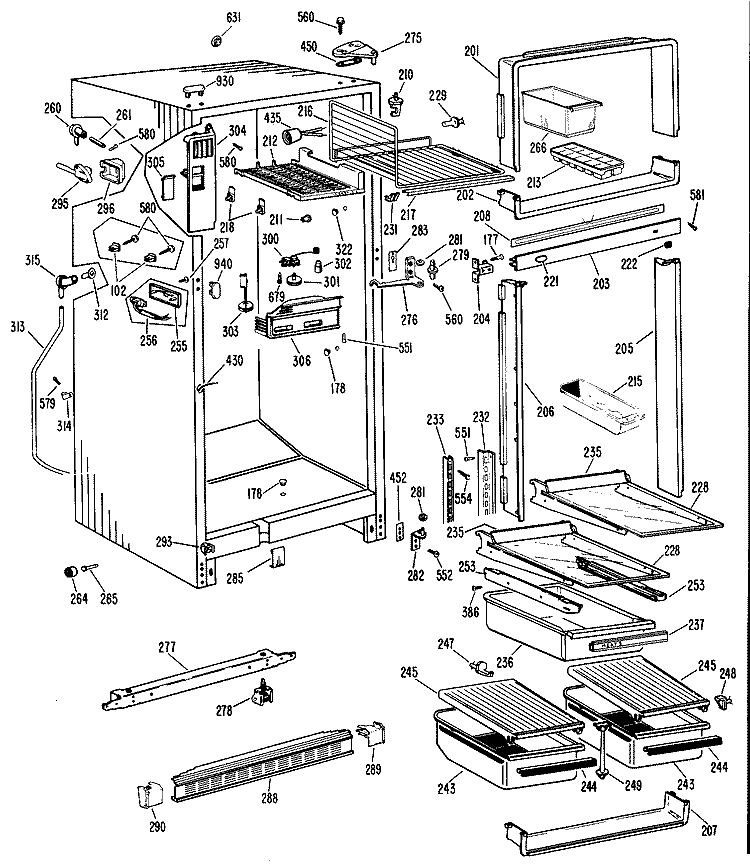 Section Diagram and Parts List for CTF16GGC  Hotpoint Refrigerator