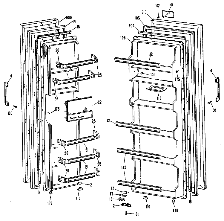 Section Diagram and Parts List for CSX20LHD  Hotpoint Refrigerator