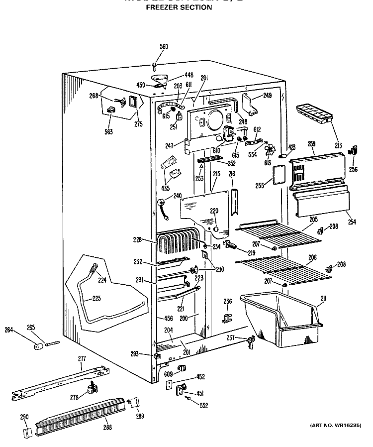 FREEZER SECTION Diagram and Parts List for CSX20LHD  Hotpoint Refrigerator