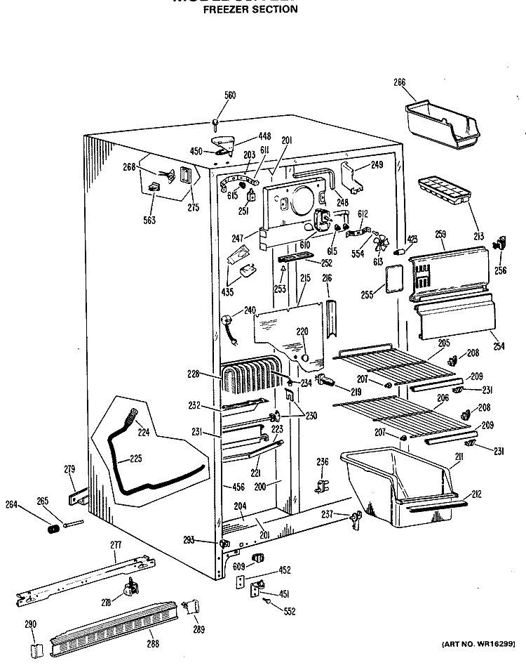 FREEZER SECTION Diagram and Parts List for CSX22EHB  Hotpoint Refrigerator