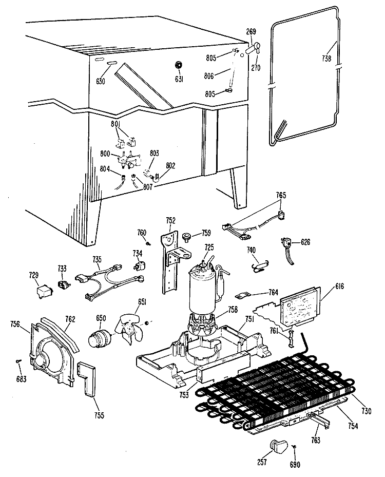Section Diagram and Parts List for CSX24DHB  Hotpoint Refrigerator