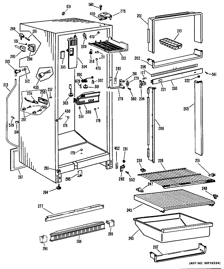 Section Diagram and Parts List for CTF14CJBL  Hotpoint Refrigerator