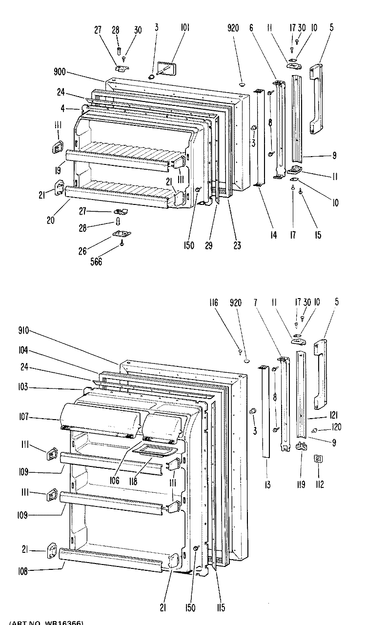 Section Diagram and Parts List for CTF16EJB  Hotpoint Refrigerator