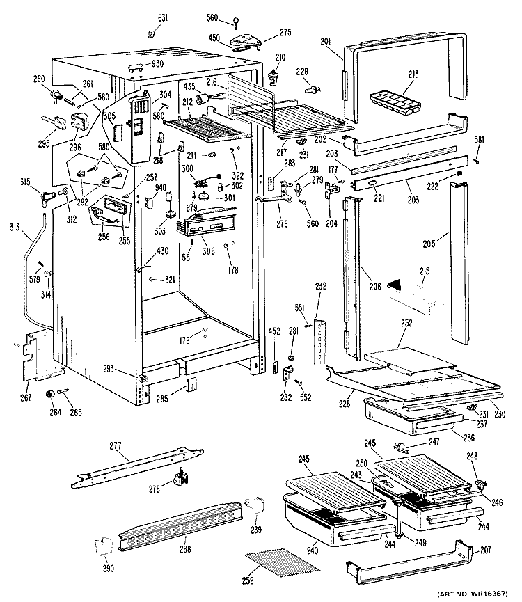 Section Diagram and Parts List for CTF16EJB  Hotpoint Refrigerator