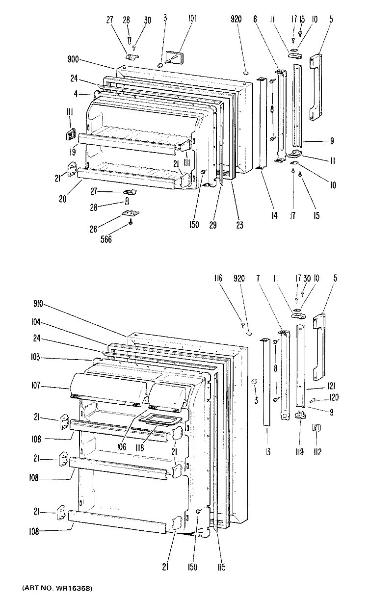 Section Diagram and Parts List for CTF16GJB  Hotpoint Refrigerator