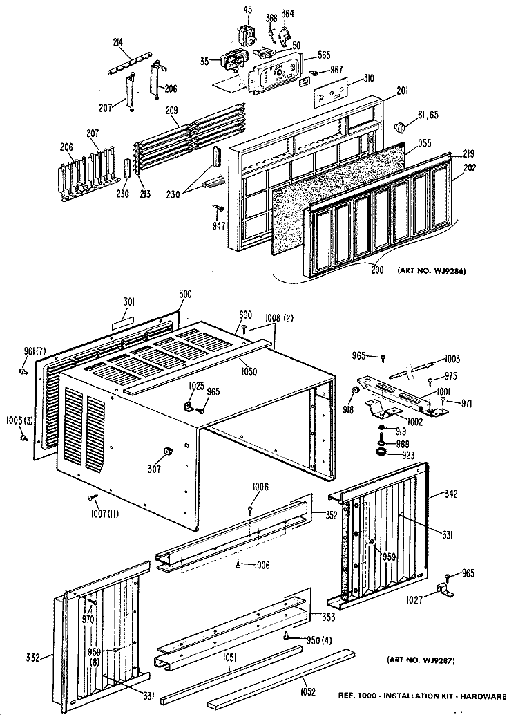 Section Diagram and Parts List for KQM08LAC1  Hotpoint Air Conditioner