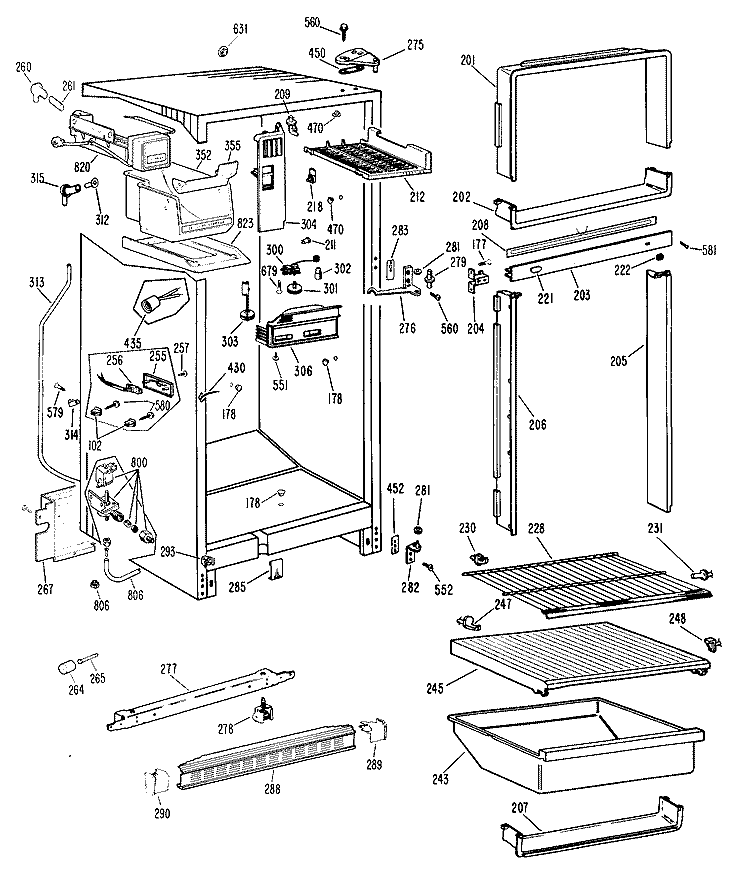 Section Diagram and Parts List for CTF14AGRL  Hotpoint Refrigerator