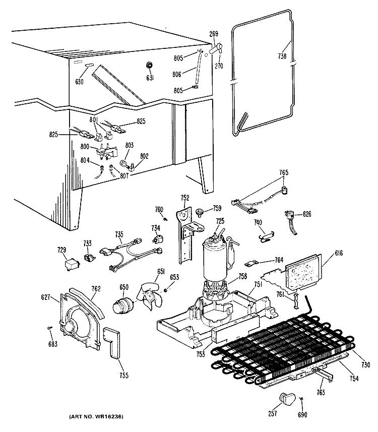Section Diagram and Parts List for CSX22DHE  Hotpoint Refrigerator