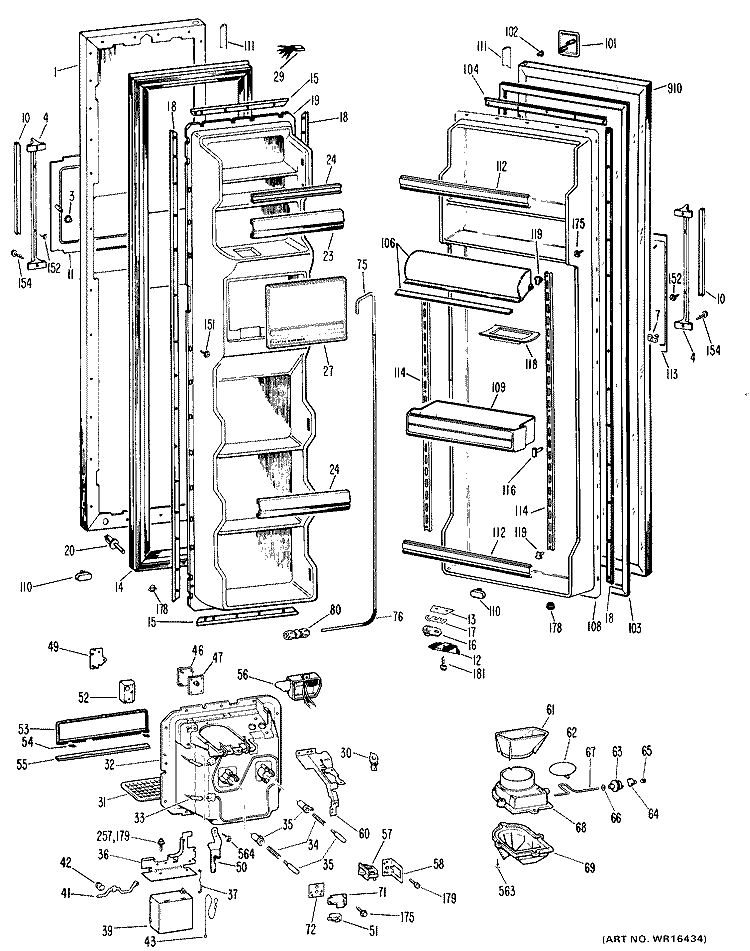 Section Diagram and Parts List for CSX24DHE  Hotpoint Refrigerator