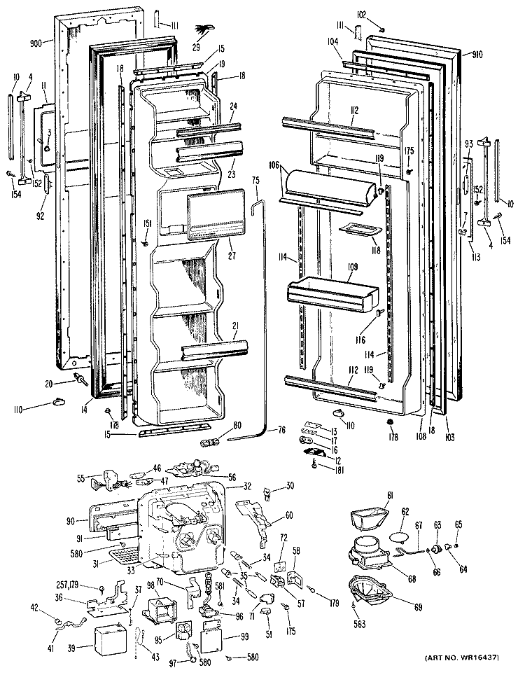 Section Diagram and Parts List for CSX24XJB  Hotpoint Refrigerator
