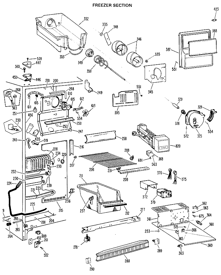 FREEZER SECTION Diagram and Parts List for CSX24XJE  Hotpoint Refrigerator