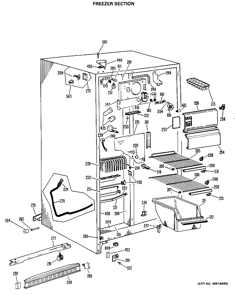 FREEZER SECTION Diagram and Parts List for CSX22GJB  Hotpoint Refrigerator
