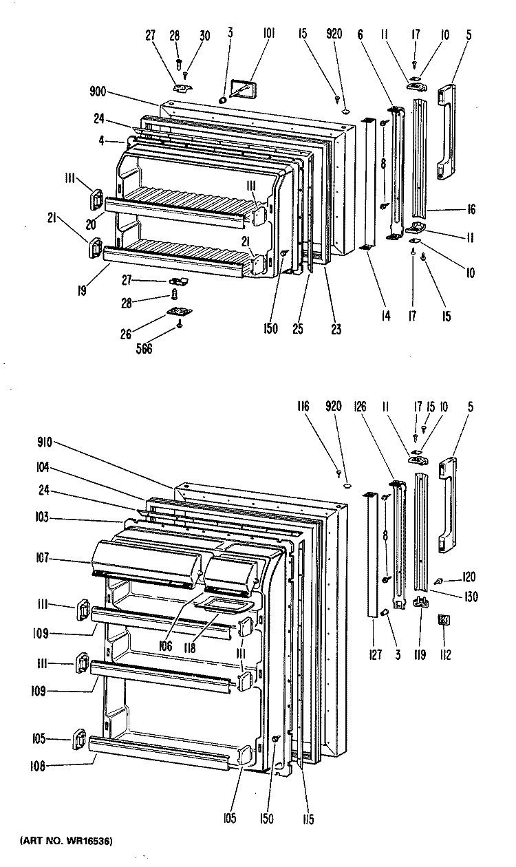 Section Diagram and Parts List for CTXH18HJBR  Hotpoint Refrigerator