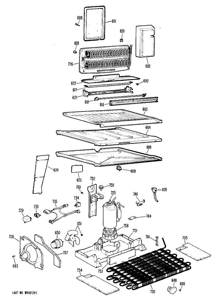 Section Diagram and Parts List for CTXH18HJBR  Hotpoint Refrigerator
