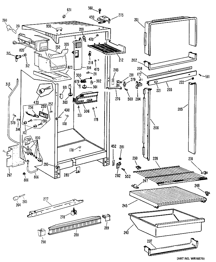 Section Diagram and Parts List for CTF14AJCR  Hotpoint Refrigerator