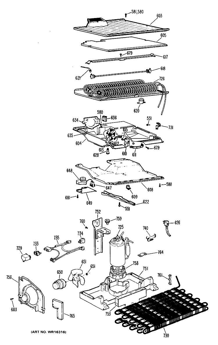 Section Diagram and Parts List for CTF14AJCR  Hotpoint Refrigerator