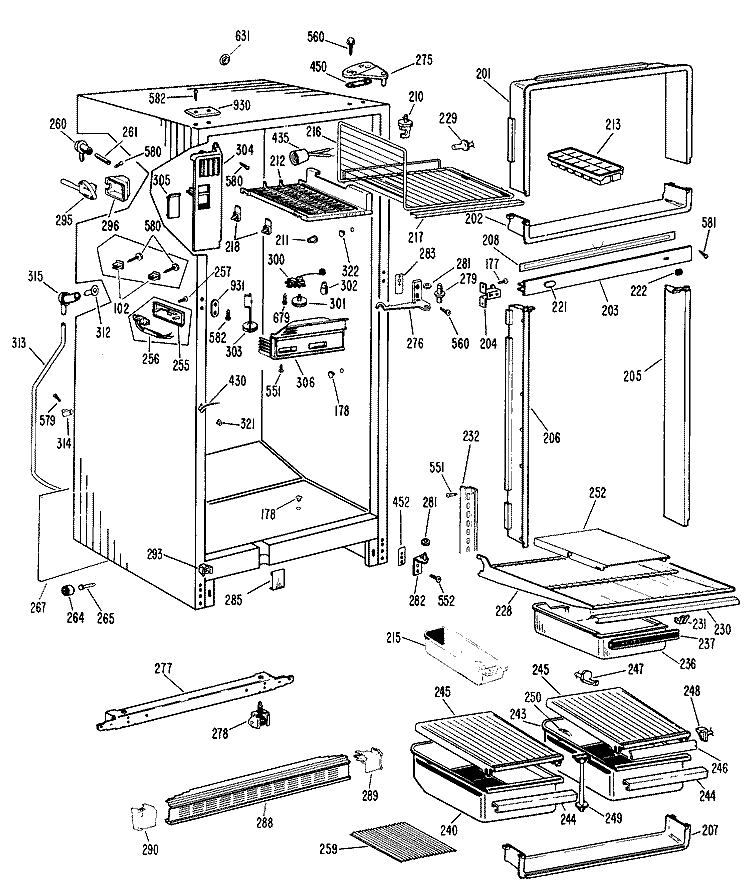 Section Diagram and Parts List for CTF14EJB  Hotpoint Refrigerator