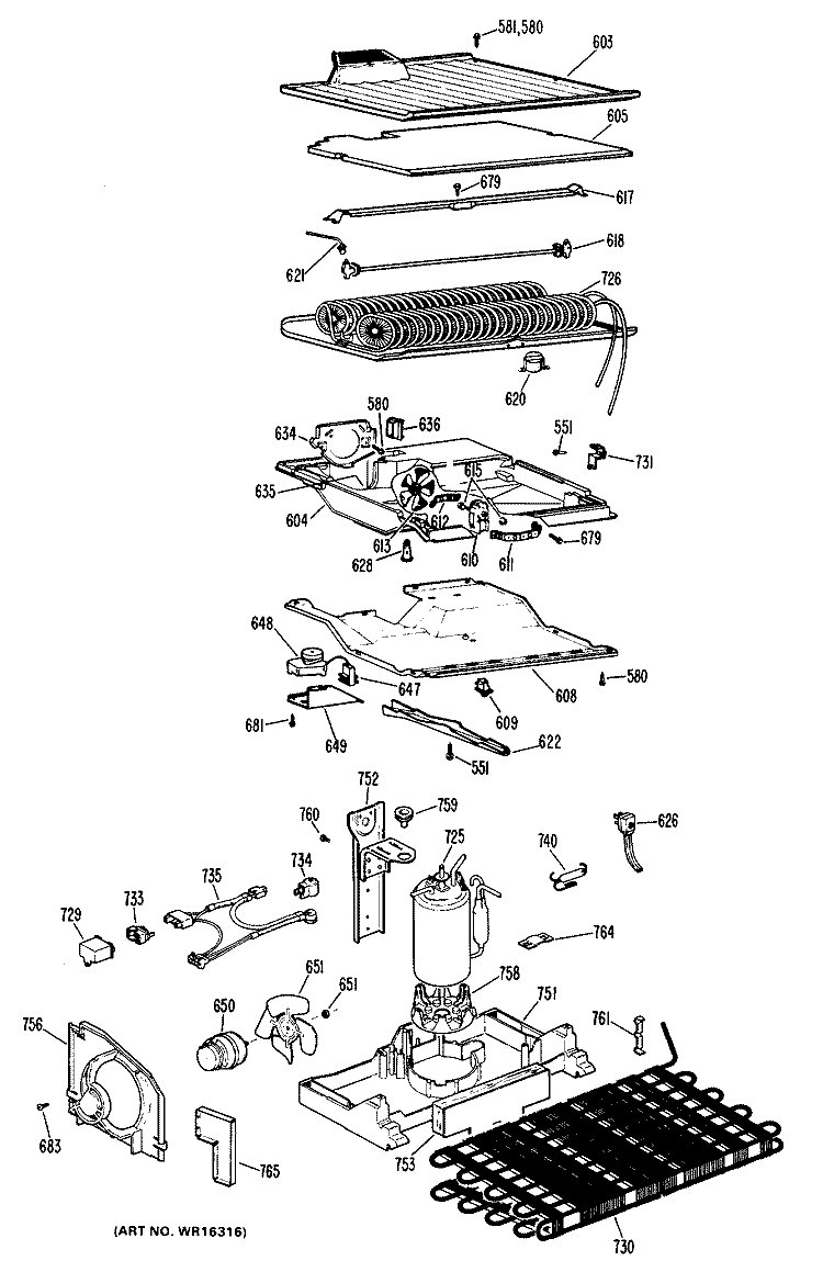 Section Diagram and Parts List for CTF14CJCR  Hotpoint Refrigerator