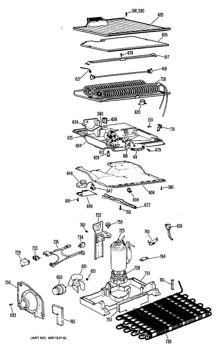 Section Diagram and Parts List for CTF16CJCR  Hotpoint Refrigerator
