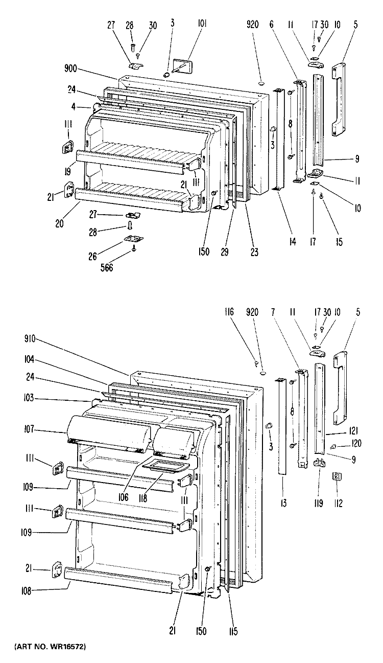 Section Diagram and Parts List for CTF16EJC  Hotpoint Refrigerator