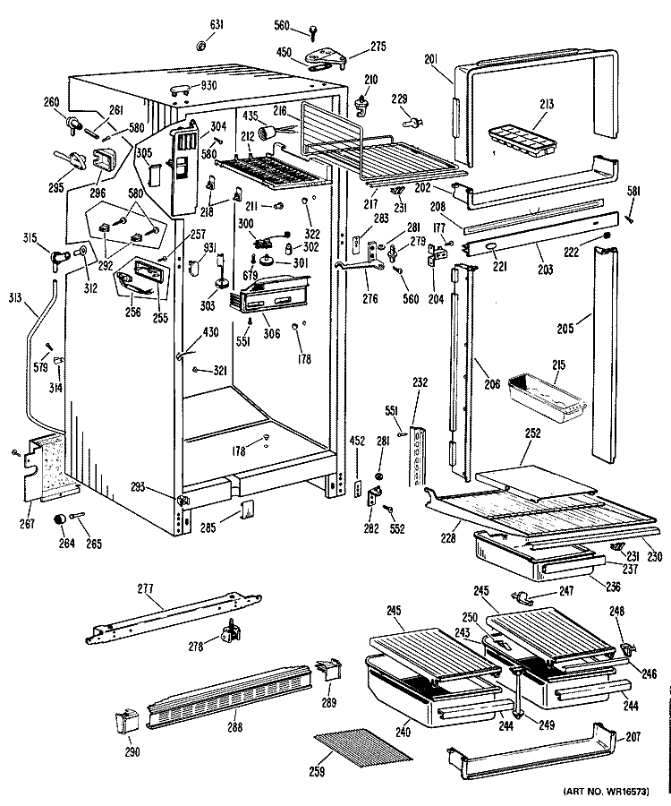 Section Diagram and Parts List for CTF16EJC  Hotpoint Refrigerator