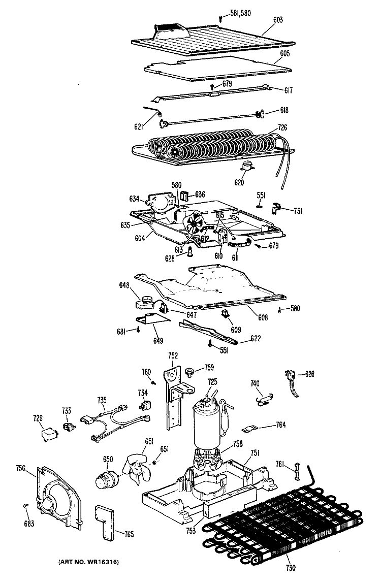 Section Diagram and Parts List for CTF16EJC  Hotpoint Refrigerator