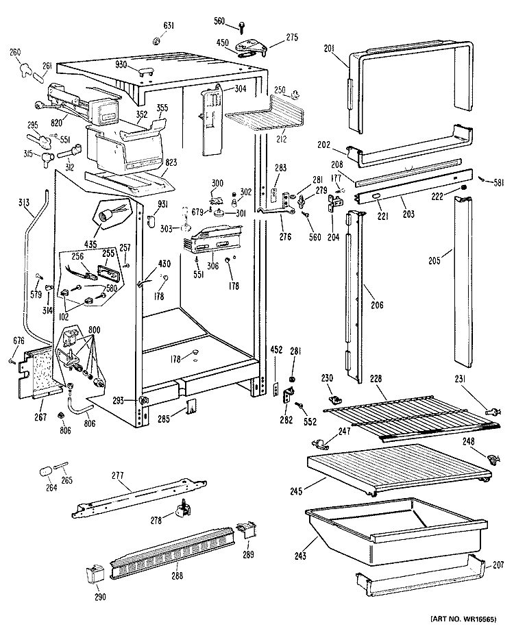 Section Diagram and Parts List for CTFP16AJCR  Hotpoint Refrigerator