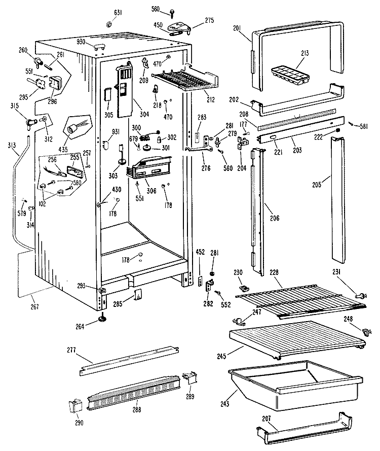 Section Diagram and Parts List for CTFP16CJBR  Hotpoint Refrigerator