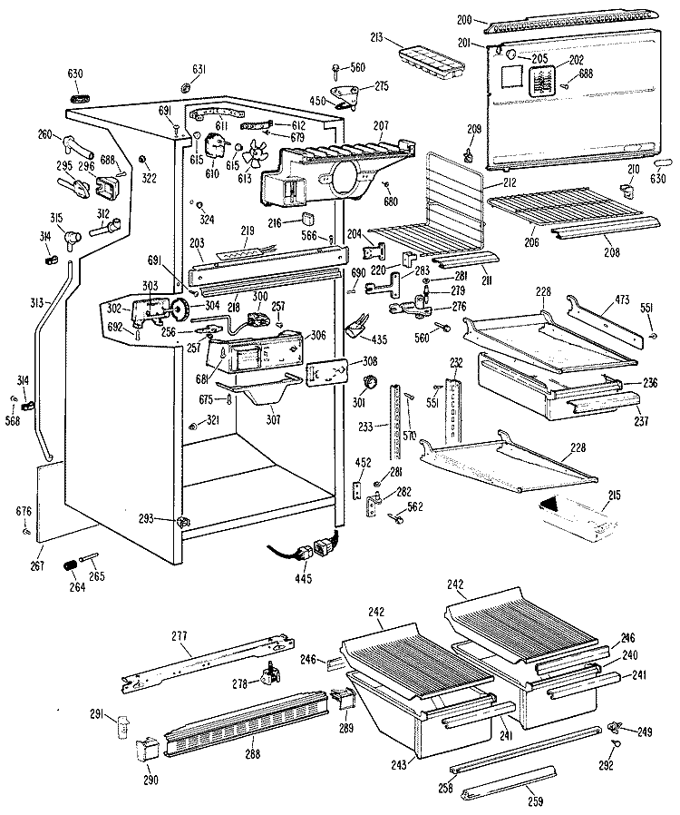 Section Diagram and Parts List for CTX18GJBR  Hotpoint Refrigerator