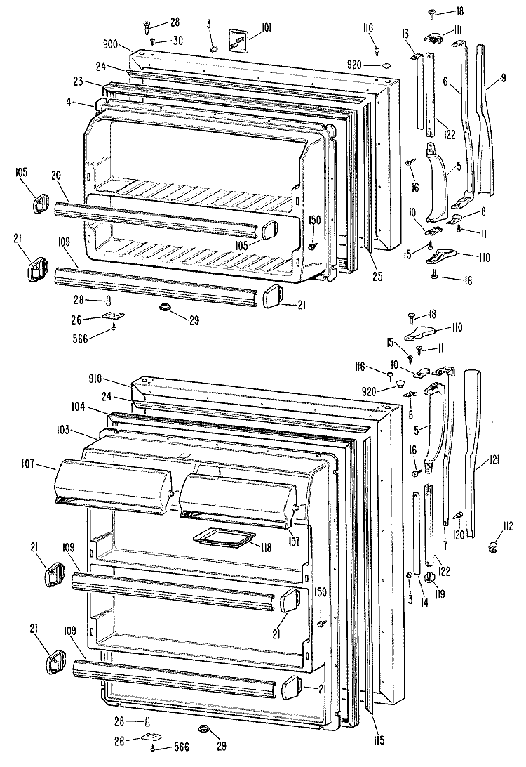 Section Diagram and Parts List for CTX21PKBR  Hotpoint Refrigerator