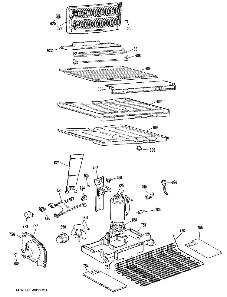 Section Diagram and Parts List for CTX21PKBR  Hotpoint Refrigerator