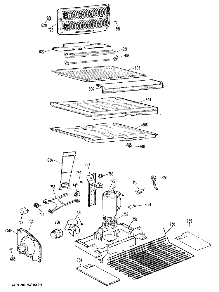 Section Diagram and Parts List for CTX21GKBR  Hotpoint Refrigerator
