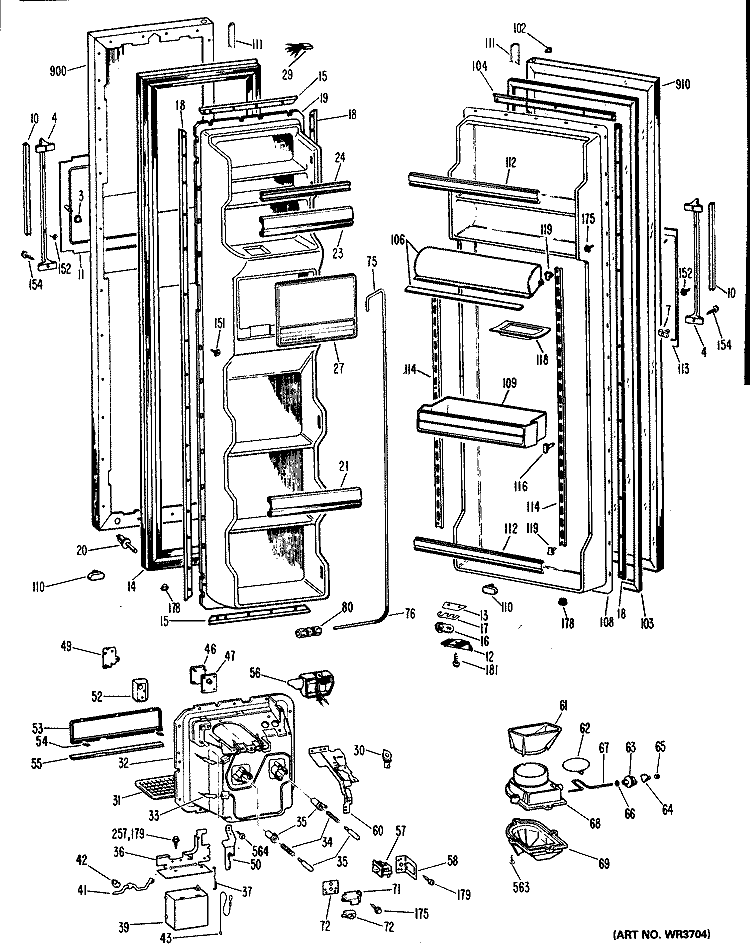 Section Diagram and Parts List for CSX24DJE  Hotpoint Refrigerator