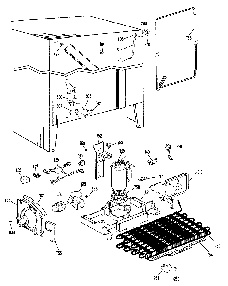 Section Diagram and Parts List for CSX24DJE  Hotpoint Refrigerator