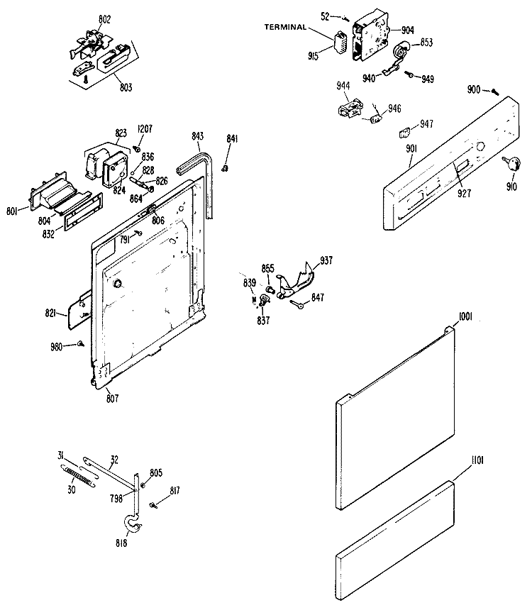 Section Diagram and Parts List for HDA477-04  Hotpoint Dishwasher