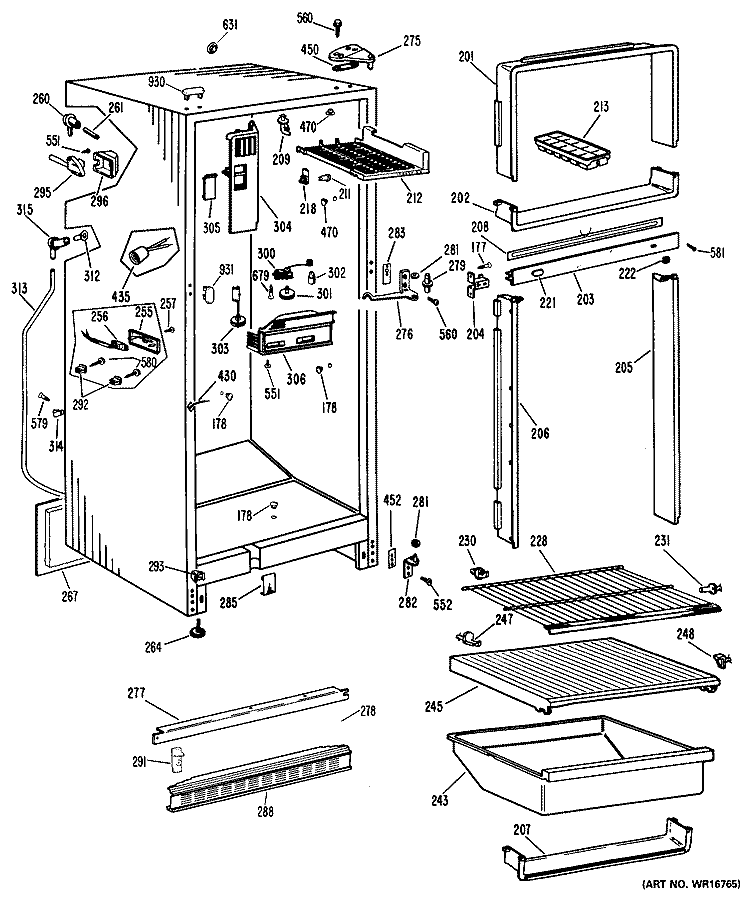 Section Diagram and Parts List for CTF14CJDR  Hotpoint Refrigerator