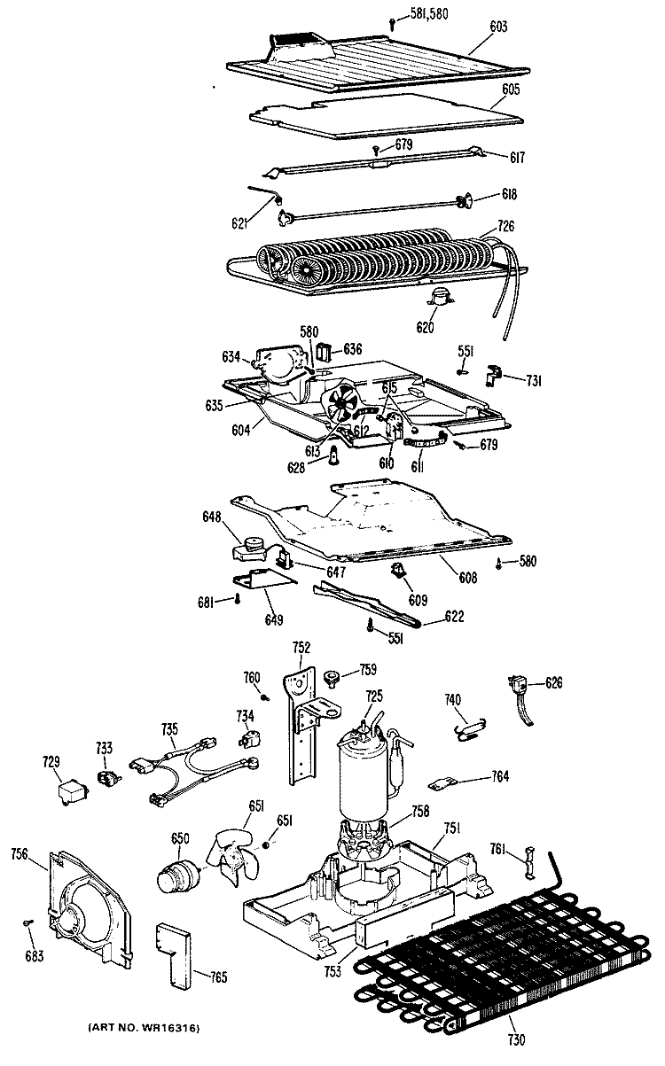 Section Diagram and Parts List for CTF14EJD  Hotpoint Refrigerator
