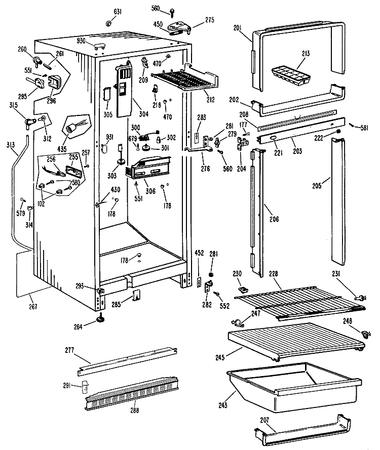 Section Diagram and Parts List for CTF16CJDL  Hotpoint Refrigerator