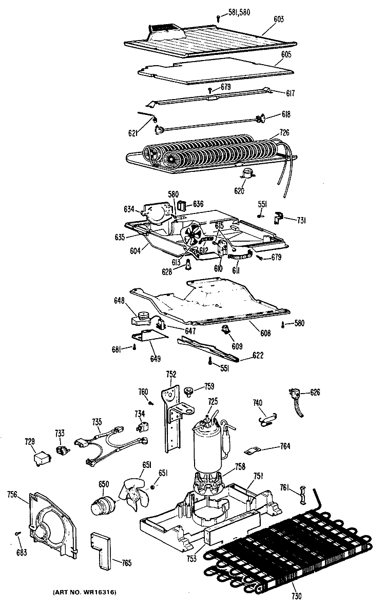 Section Diagram and Parts List for CTF16CJDL  Hotpoint Refrigerator