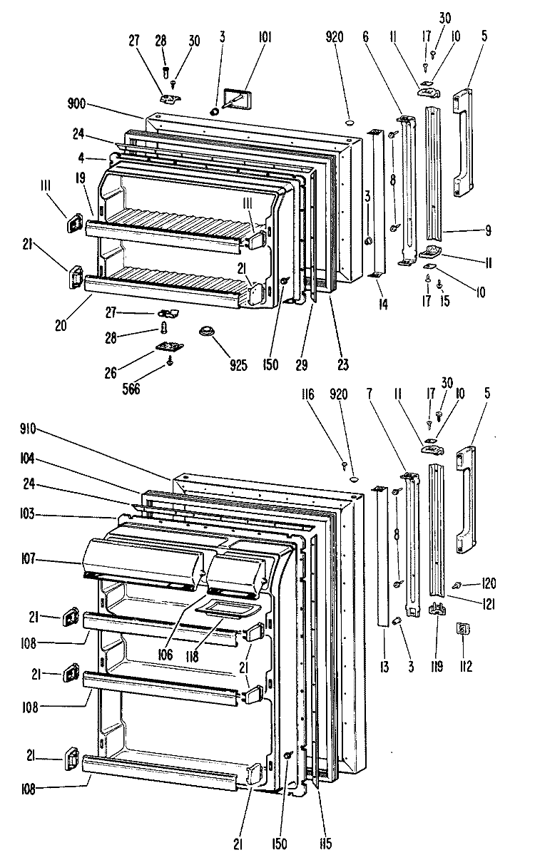 Section Diagram and Parts List for CTF16GJD  Hotpoint Refrigerator