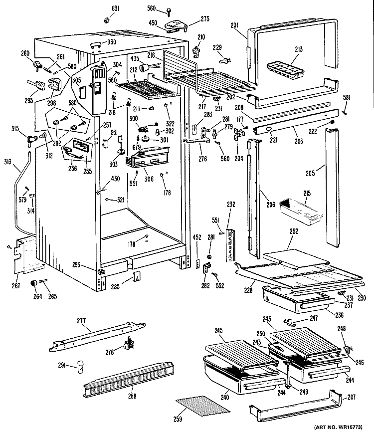 Section Diagram and Parts List for CTF16EJD  Hotpoint Refrigerator