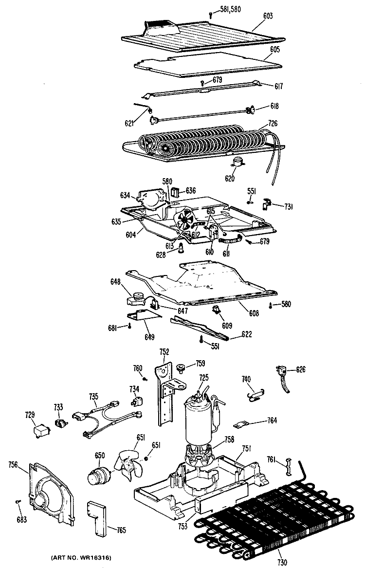 Section Diagram and Parts List for CTF16EJD  Hotpoint Refrigerator