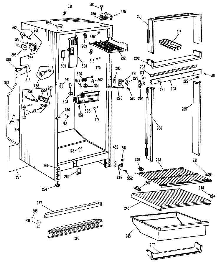 Section Diagram and Parts List for CTF16XJDR  Hotpoint Refrigerator