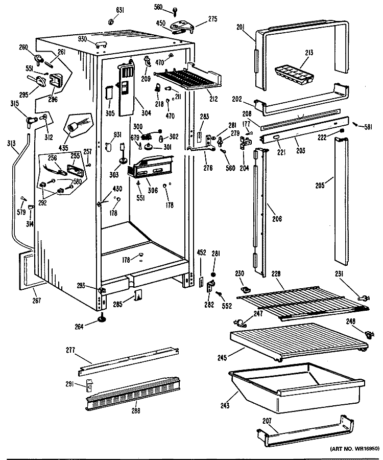 Section Diagram and Parts List for CTFP14CKBR  Hotpoint Refrigerator
