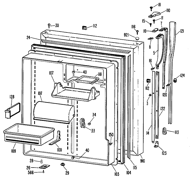 Section Diagram and Parts List for CTX22DKBL  Hotpoint Refrigerator
